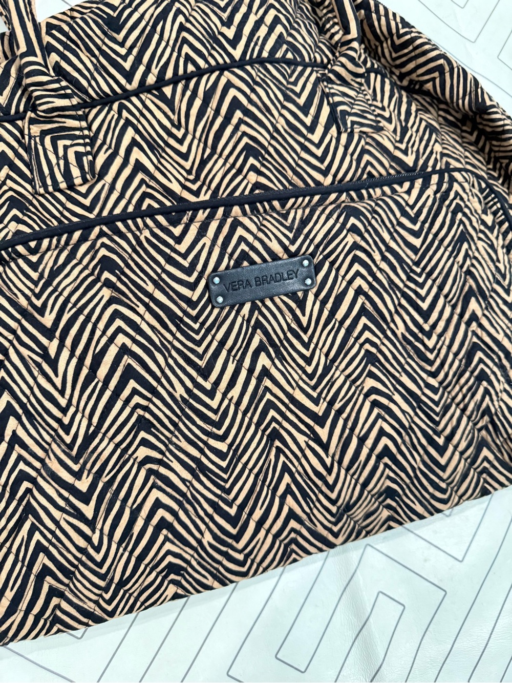 Vera Bradley Black/Brown Overnight Travel Bag - Picture 3 of 12